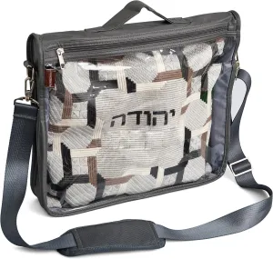 Kuracha Protector – Tefillin & Tallit Bag Carrier | Durable & Elegant Judaica Storage, Leather Multi Pocket With Strap & Handle, Charcoal