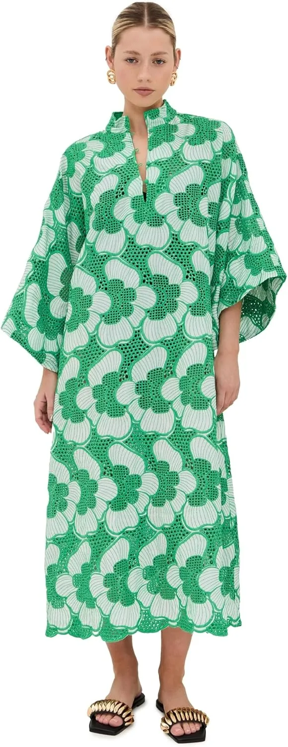 La Vie Style House Women's Netted Lace Florals Mini Caftan