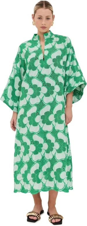 La Vie Style House Women's Netted Lace Florals Mini Caftan