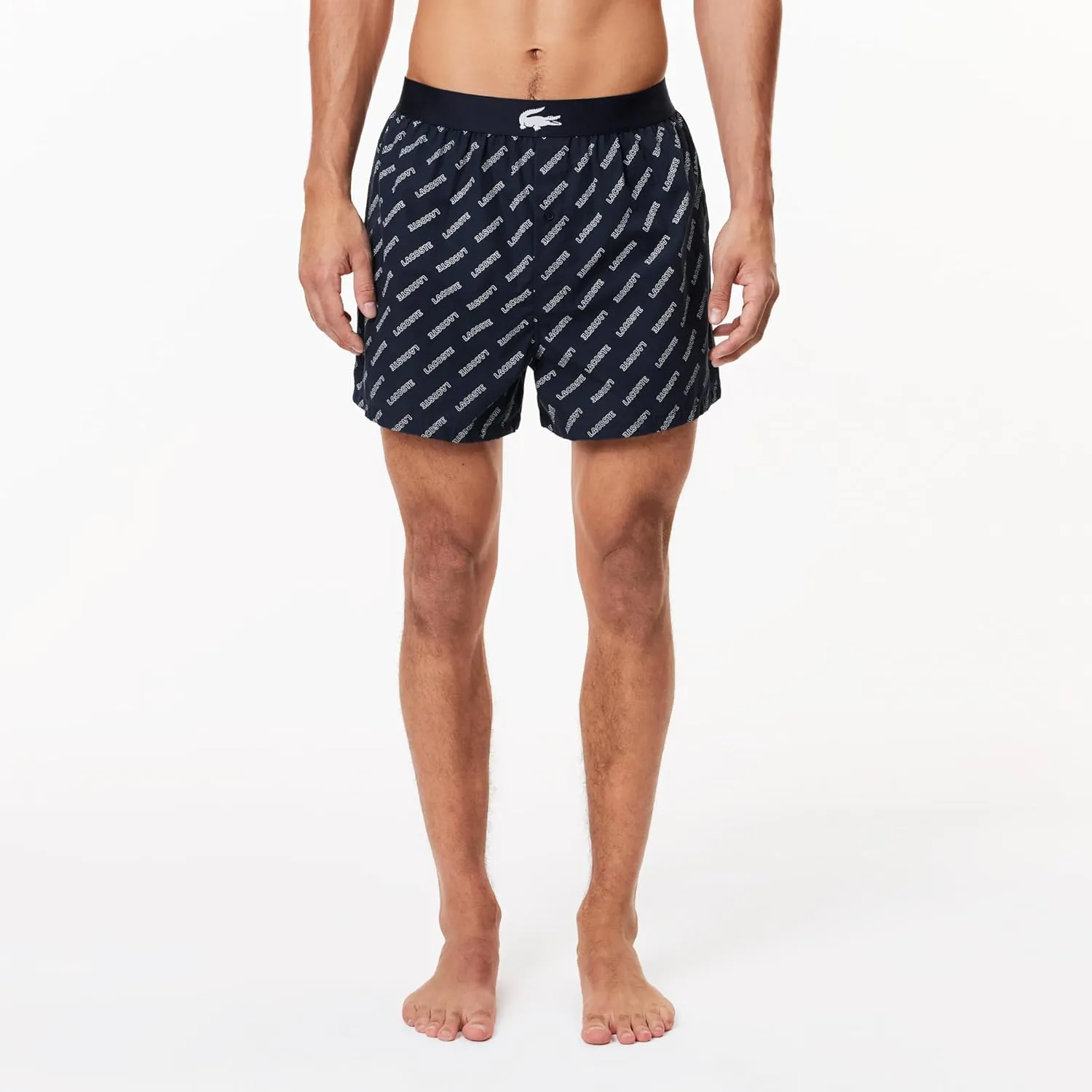 Lacoste Men's 100% Cotton Lacoste Diagonal Print Boxers, 3-Pack