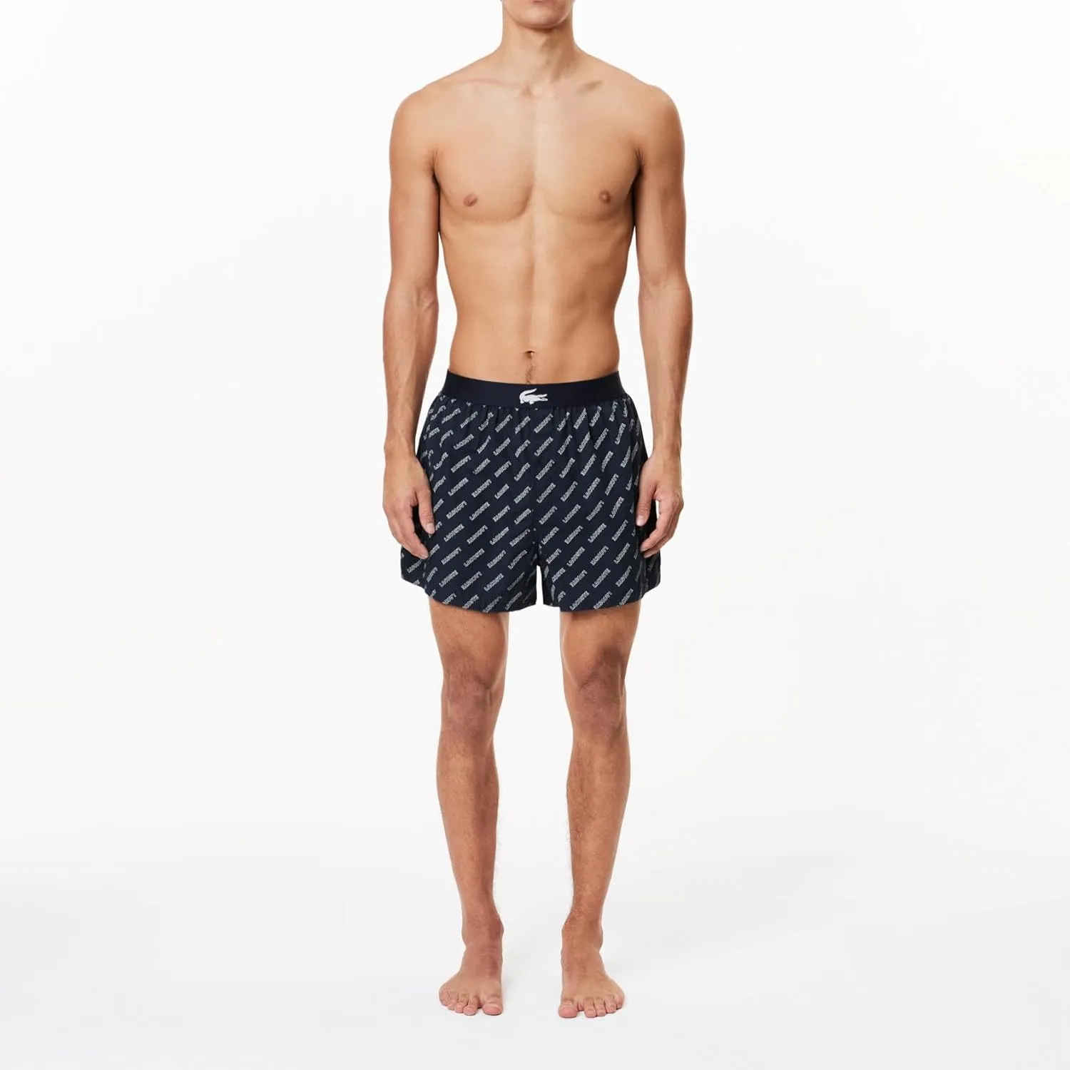 Lacoste Men's 100% Cotton Lacoste Diagonal Print Boxers, 3-Pack