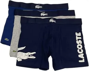 Lacoste Men's Cotton Stretch Big Croc Print Boxer Briefs, 3-Pack