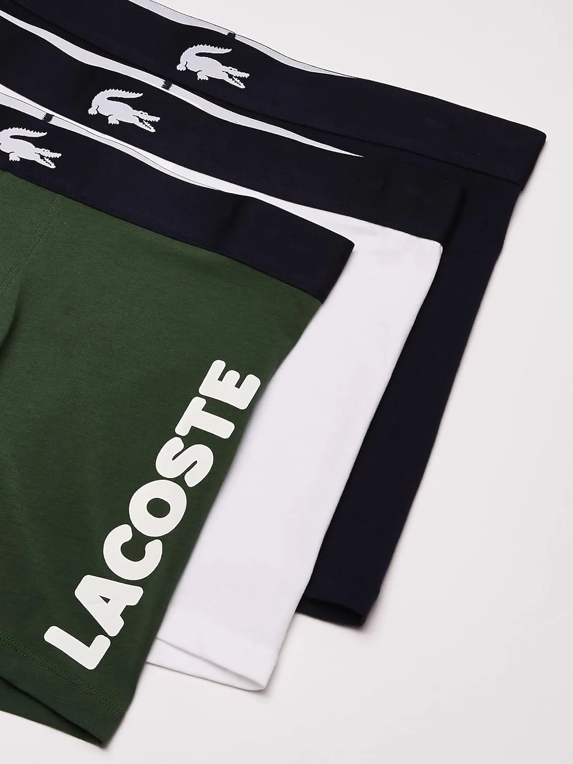 Lacoste Men's Cotton Stretch Big Croc Print Boxer Briefs, 3-Pack