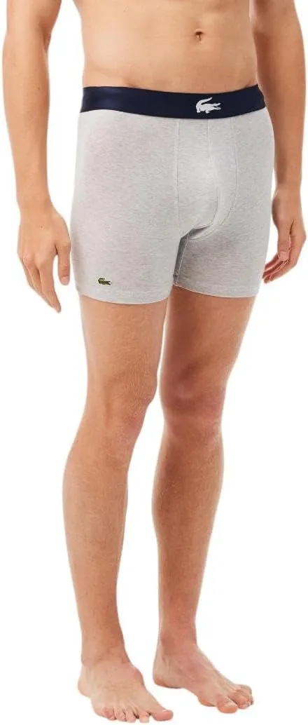 Lacoste Men's Cotton Stretch Big Croc Print Boxer Briefs, 3-Pack