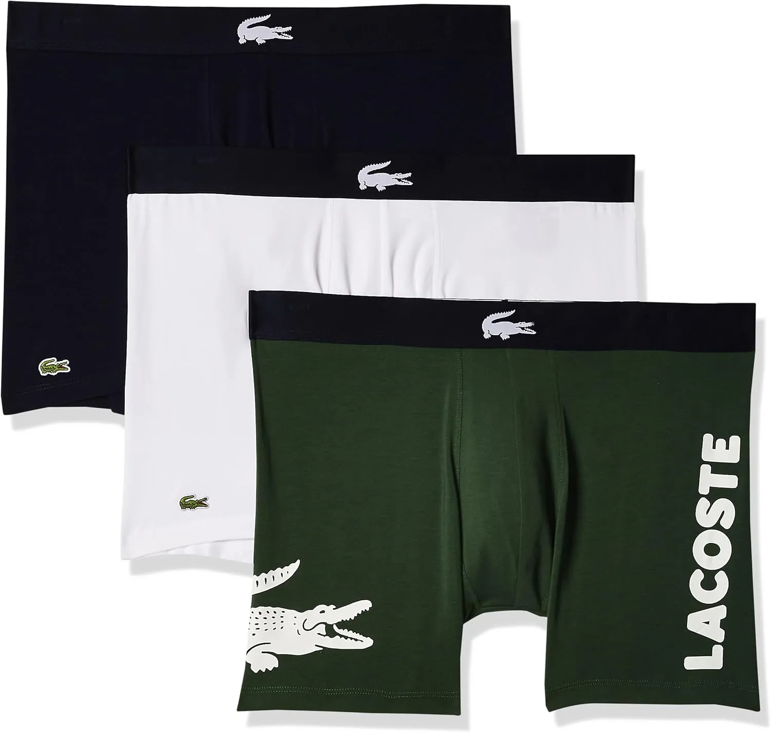 Lacoste Men's Cotton Stretch Big Croc Print Boxer Briefs, 3-Pack