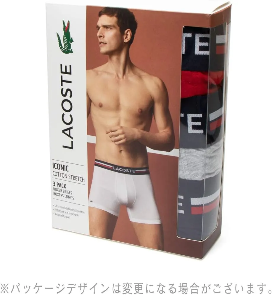 Lacoste Men's Cotton Stretch Big Croc Print Boxer Briefs, 3-Pack