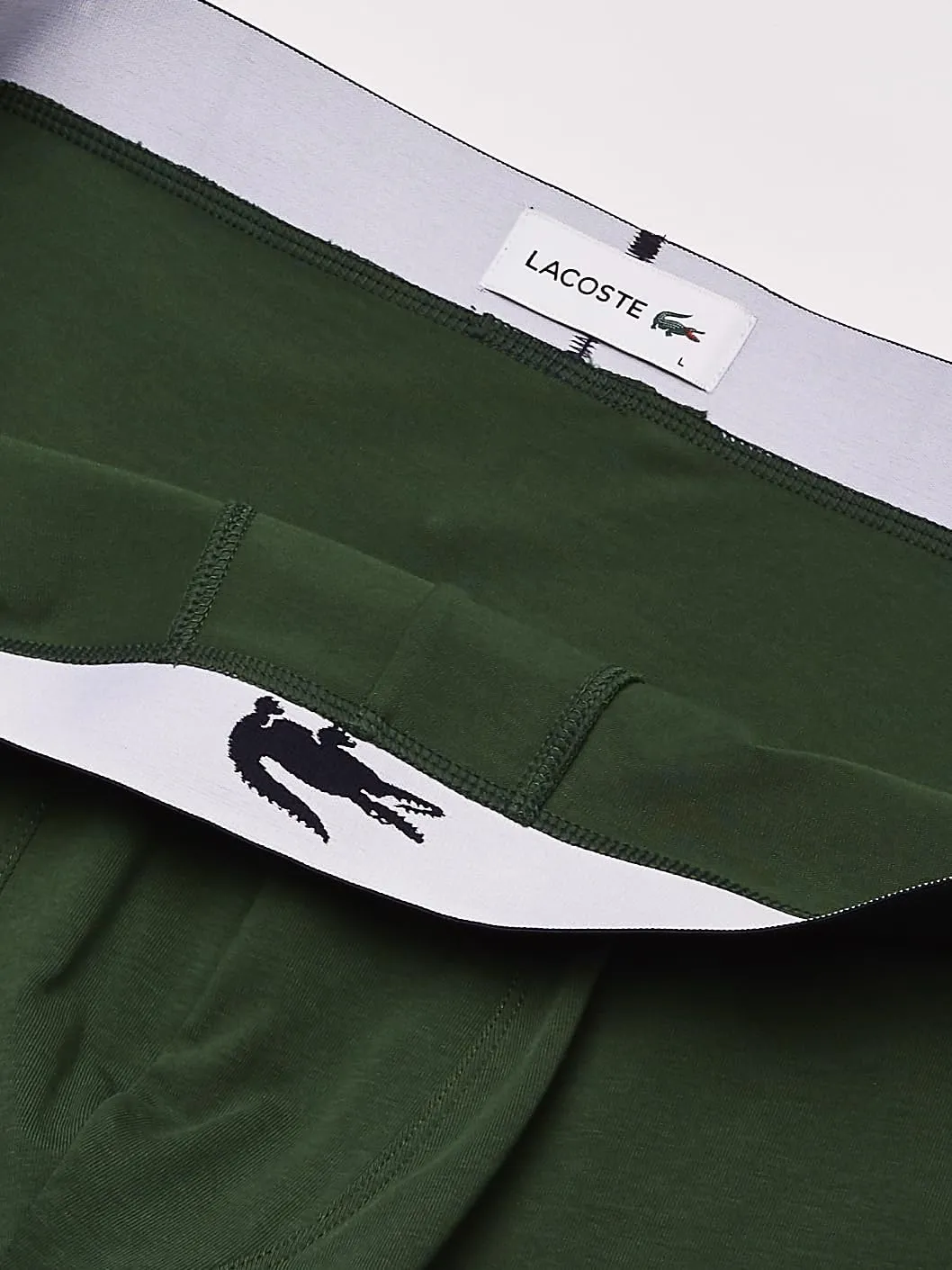 Lacoste Men's Cotton Stretch Big Croc Print Boxer Briefs, 3-Pack