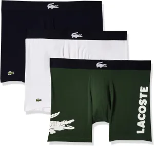 Lacoste Men's Cotton Stretch Big Croc Print Boxer Briefs, 3-Pack