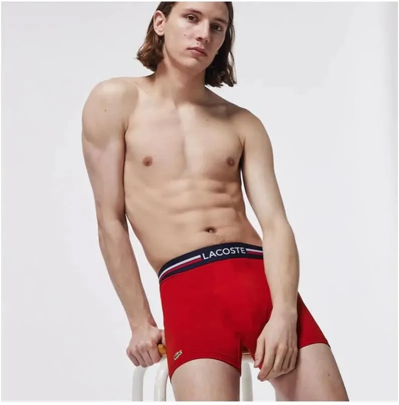 Lacoste Men's Cotton Stretch Big Croc Print Boxer Briefs, 3-Pack