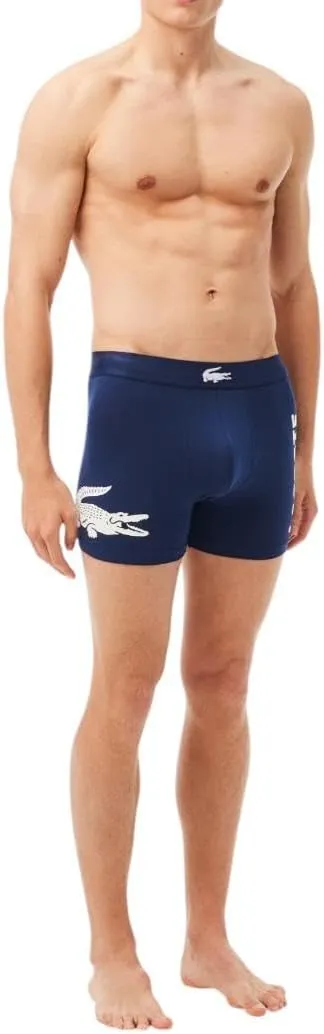 Lacoste Men's Cotton Stretch Big Croc Print Boxer Briefs, 3-Pack