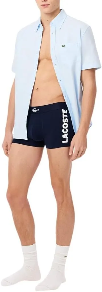Lacoste Men's Cotton Stretch Big Croc Print Trunks, 3-Pack