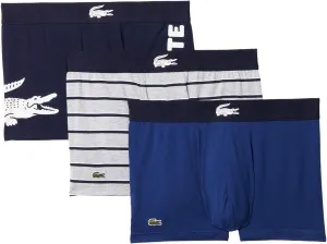 Lacoste Men's Cotton Stretch Big Croc Print Trunks, 3-Pack