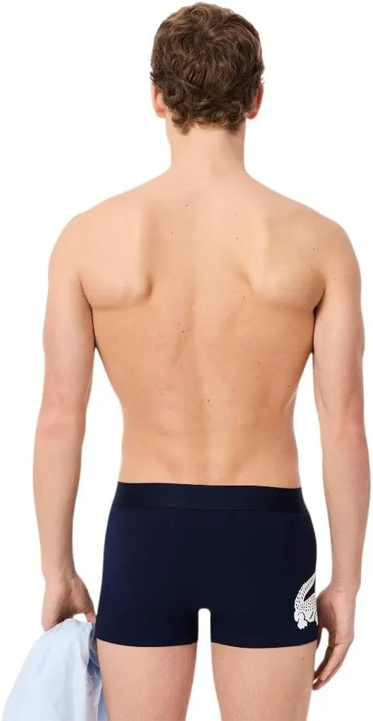 Lacoste Men's Cotton Stretch Big Croc Print Trunks, 3-Pack