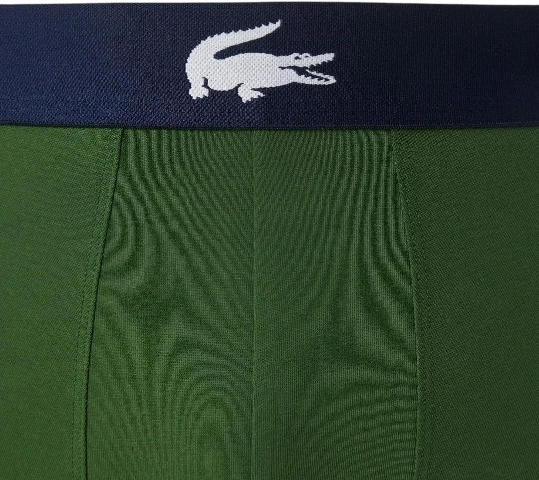 Lacoste Men's Cotton Stretch Big Croc Print Trunks, 3-Pack