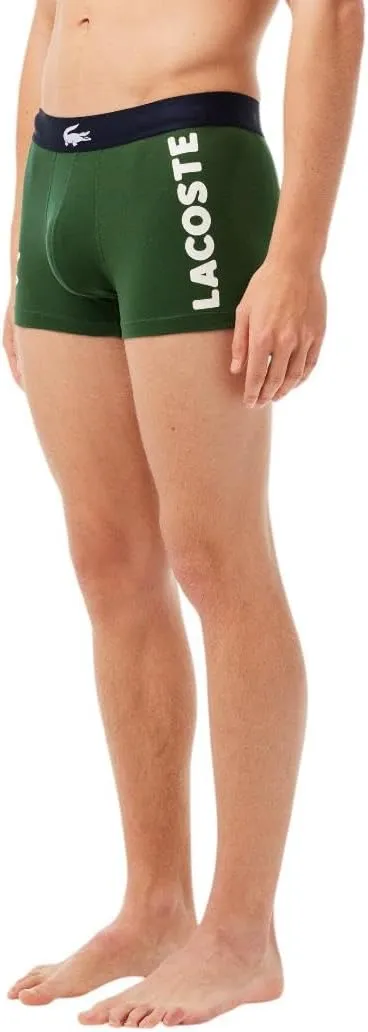 Lacoste Men's Cotton Stretch Big Croc Print Trunks, 3-Pack