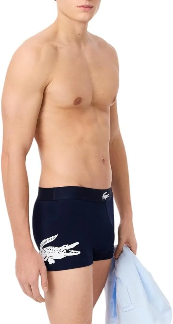 Lacoste Men's Cotton Stretch Big Croc Print Trunks, 3-Pack