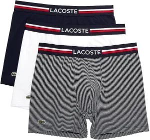Lacoste Men's Cotton Stretch Big Croc Print Trunks, 3-Pack