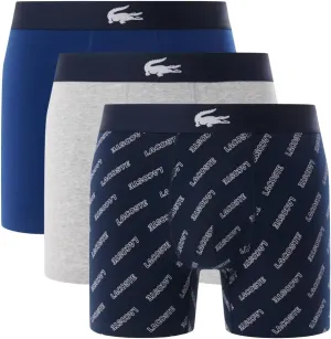 Lacoste Men's Cotton Stretch Lacoste Diagonal Print Boxer Briefs, 3-Pack