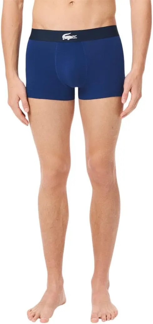 Lacoste Men's Cotton Stretch Lacoste Diagonal Print Trunks, 3-Pack