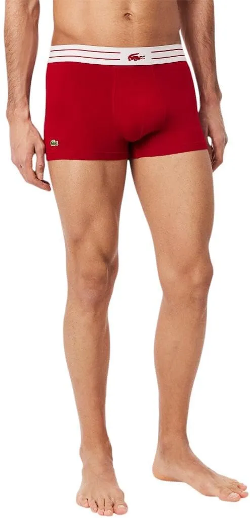 Lacoste Men's Cotton Stretch Lacoste Diagonal Print Trunks, 3-Pack