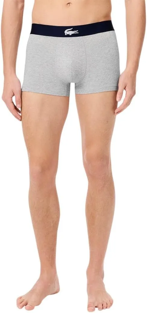 Lacoste Men's Cotton Stretch Lacoste Diagonal Print Trunks, 3-Pack