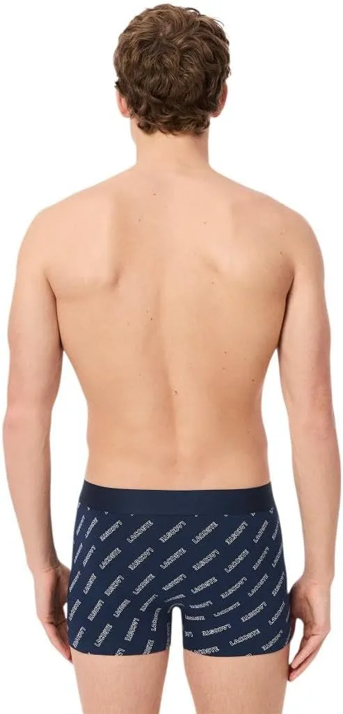 Lacoste Men's Cotton Stretch Lacoste Diagonal Print Trunks, 3-Pack