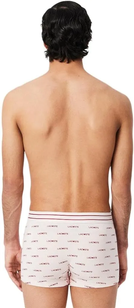 Lacoste Men's Cotton Stretch Lacoste Diagonal Print Trunks, 3-Pack