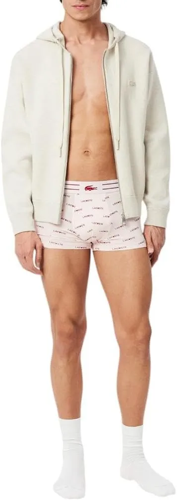 Lacoste Men's Cotton Stretch Lacoste Diagonal Print Trunks, 3-Pack