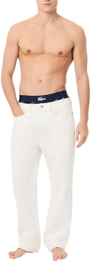 Lacoste Men's Cotton Stretch Lacoste Diagonal Print Trunks, 3-Pack