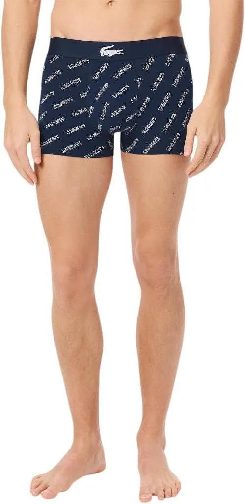 Lacoste Men's Cotton Stretch Lacoste Diagonal Print Trunks, 3-Pack