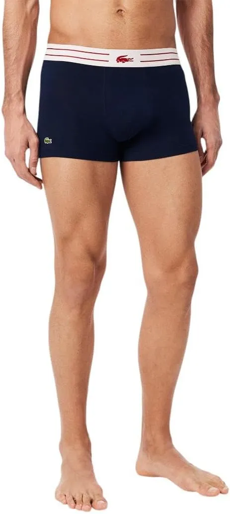 Lacoste Men's Cotton Stretch Lacoste Diagonal Print Trunks, 3-Pack