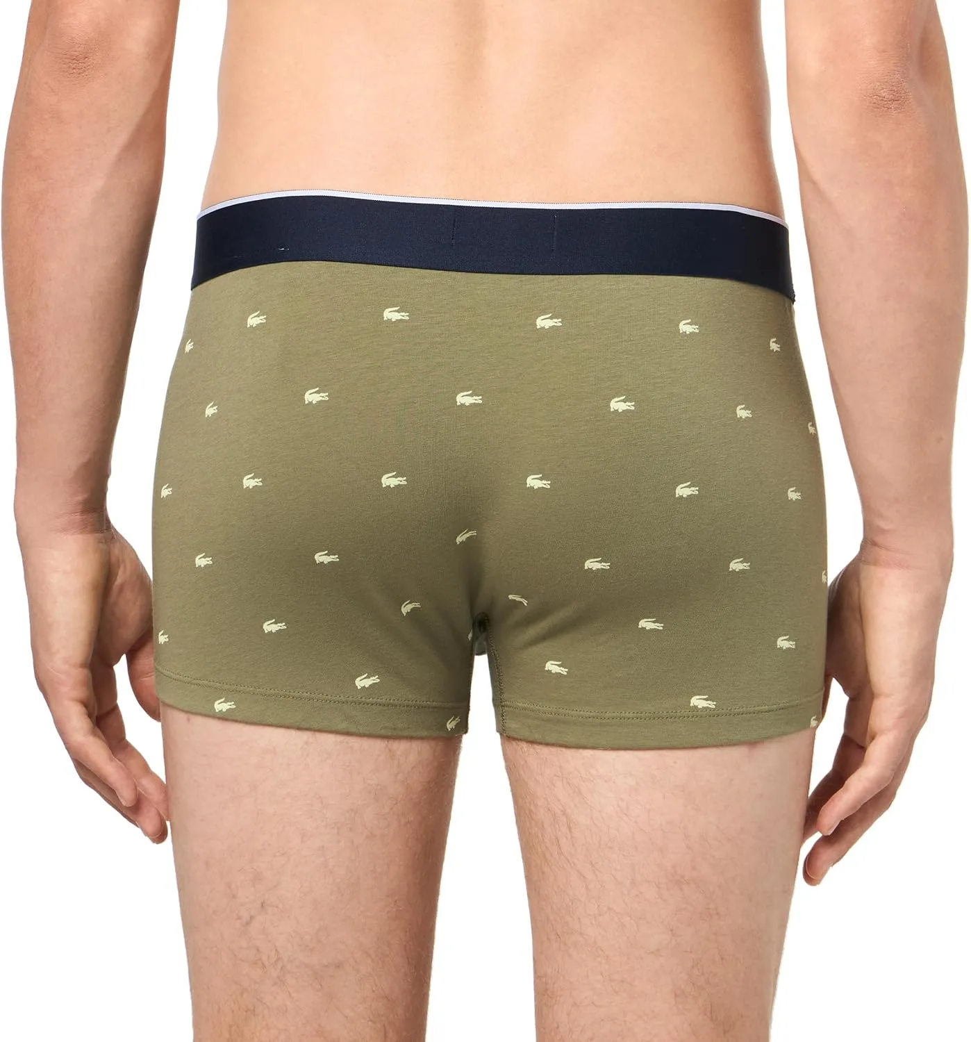 Lacoste Men's Cotton Stretch Mini Croc Print Trunks, 3-Pack
