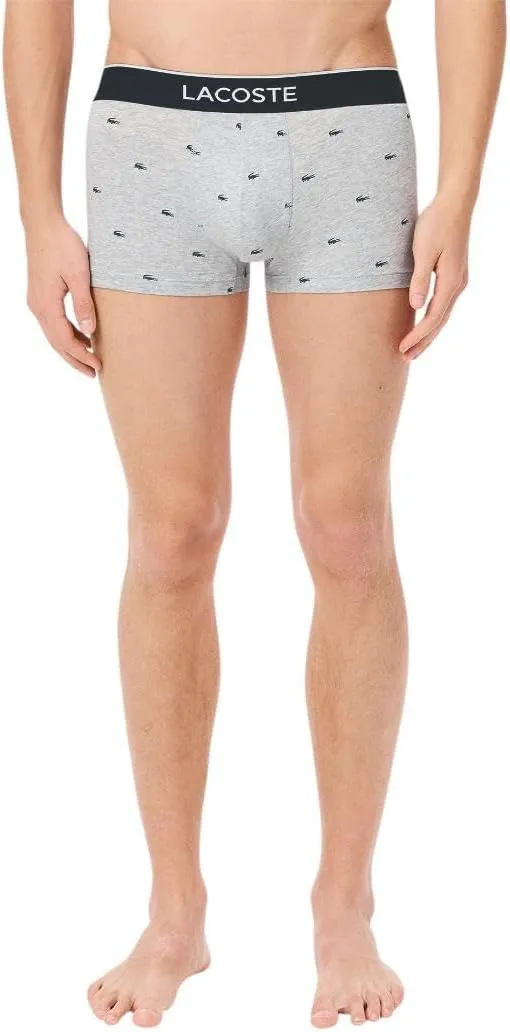 Lacoste Men's Cotton Stretch Mini Croc Print Trunks, 3-Pack