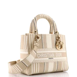 Lady D-Lite Bag Embroidered Canvas Medium