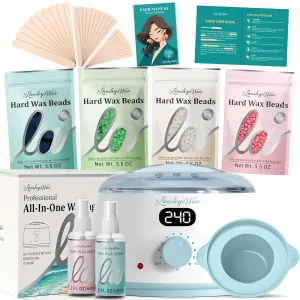 LANSLEYWAX Digital Waxing Kit for Women Men 2025 Upgraded-Blue Wax Machine with 39 Accessories-Hard Wax Kit for Bikini Brazilian Face Sensitive Skin, Waxing Heater Hair Removal for Home/Salon Use