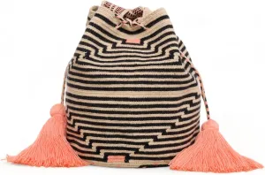 LARGE - NEUTRAL wayuu bag mochila for women, original bolsa tejida colombiana authentic crochet pattern Gift from Colombia (Design 14 - Large)