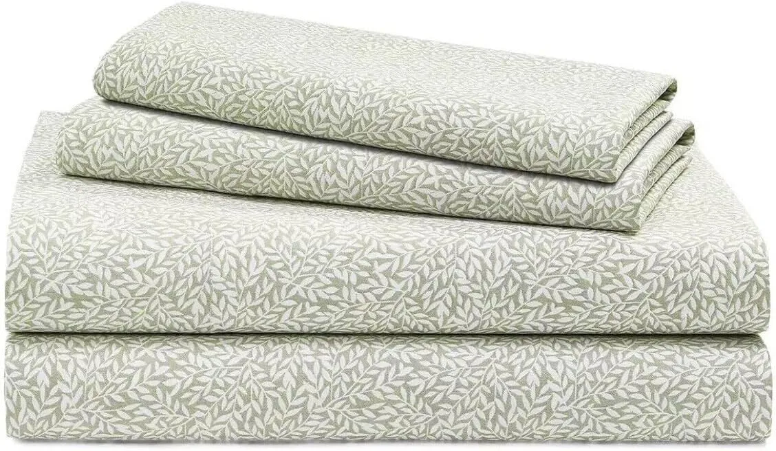 Lauren Ralph Lauren Leaf Print 230-Thread-Count 100% Cotton 4 pc Sheet Set (Green, King)