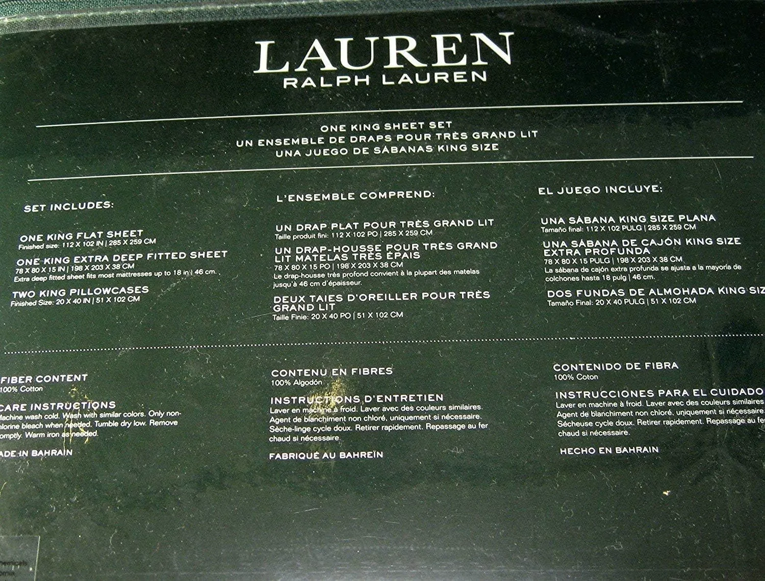 Lauren Ralph Lauren Small Floral Blue Print Sheet Set White Ground 100% Cotton (King)