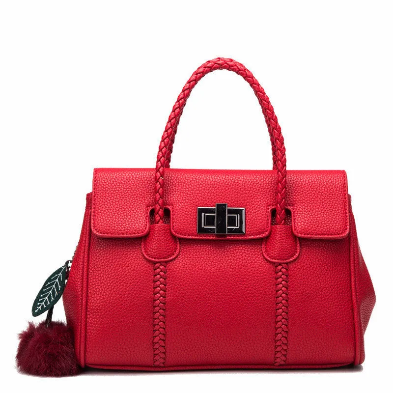 Leather Handbags Lychee pattern handbag