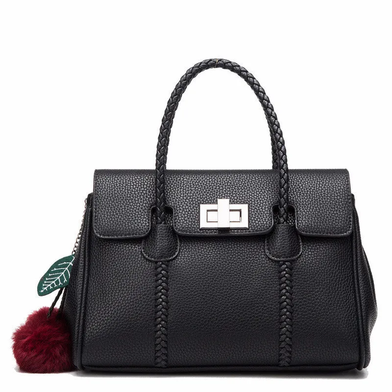 Leather Handbags Lychee pattern handbag