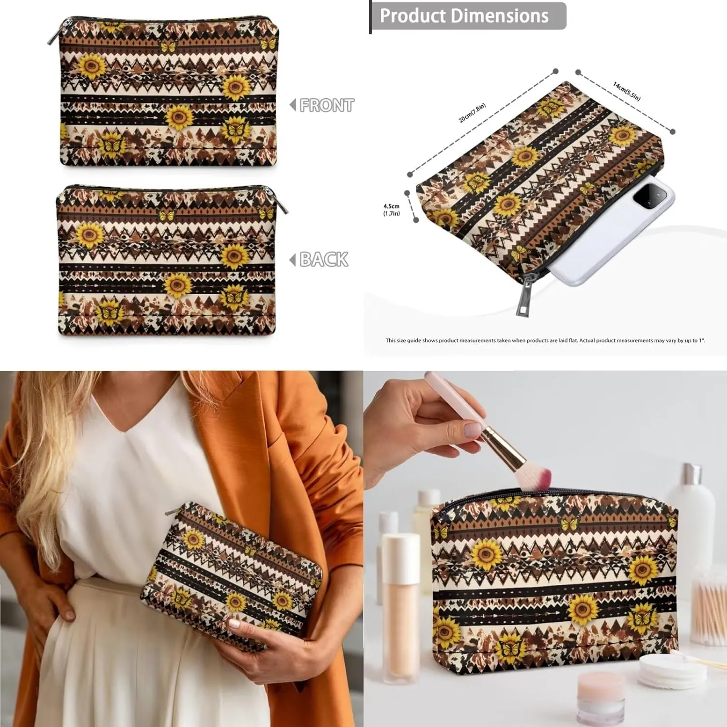 Leather Work Bag for Women Tote Bags with Clutch Makeup Travel Bag and Long Wallet 3 Piece Set