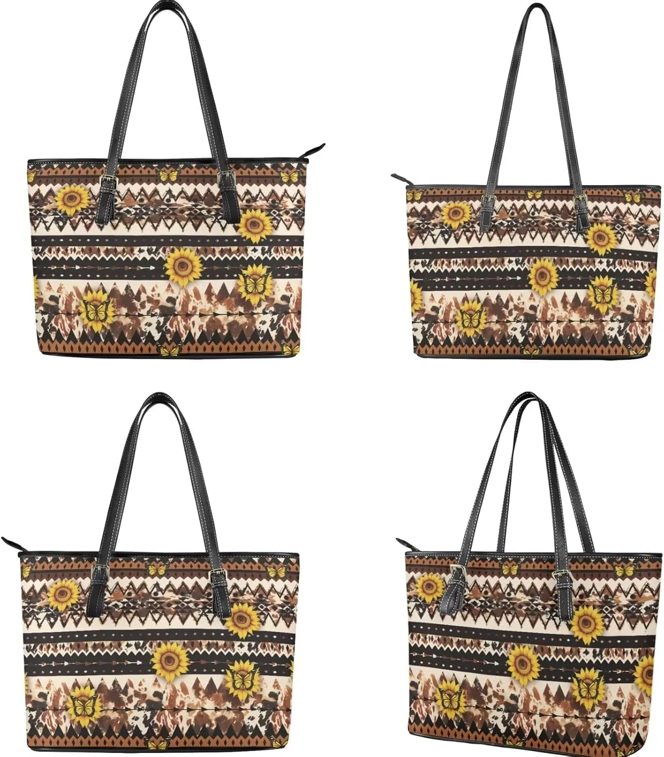 Leather Work Bag for Women Tote Bags with Clutch Makeup Travel Bag and Long Wallet 3 Piece Set