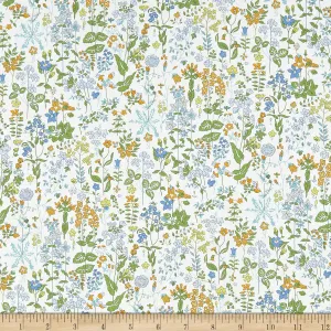 Liberty Fabrics Organic Tana Lawn Field Flowers, Blue/Green Multi