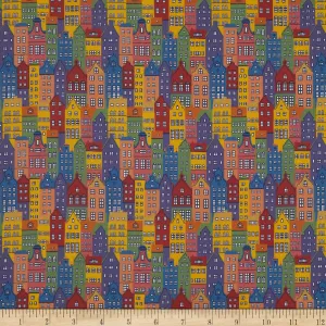 Liberty Fabrics Tana Lawn Copenhagen Street Red/Multi, Fabric by The Yard