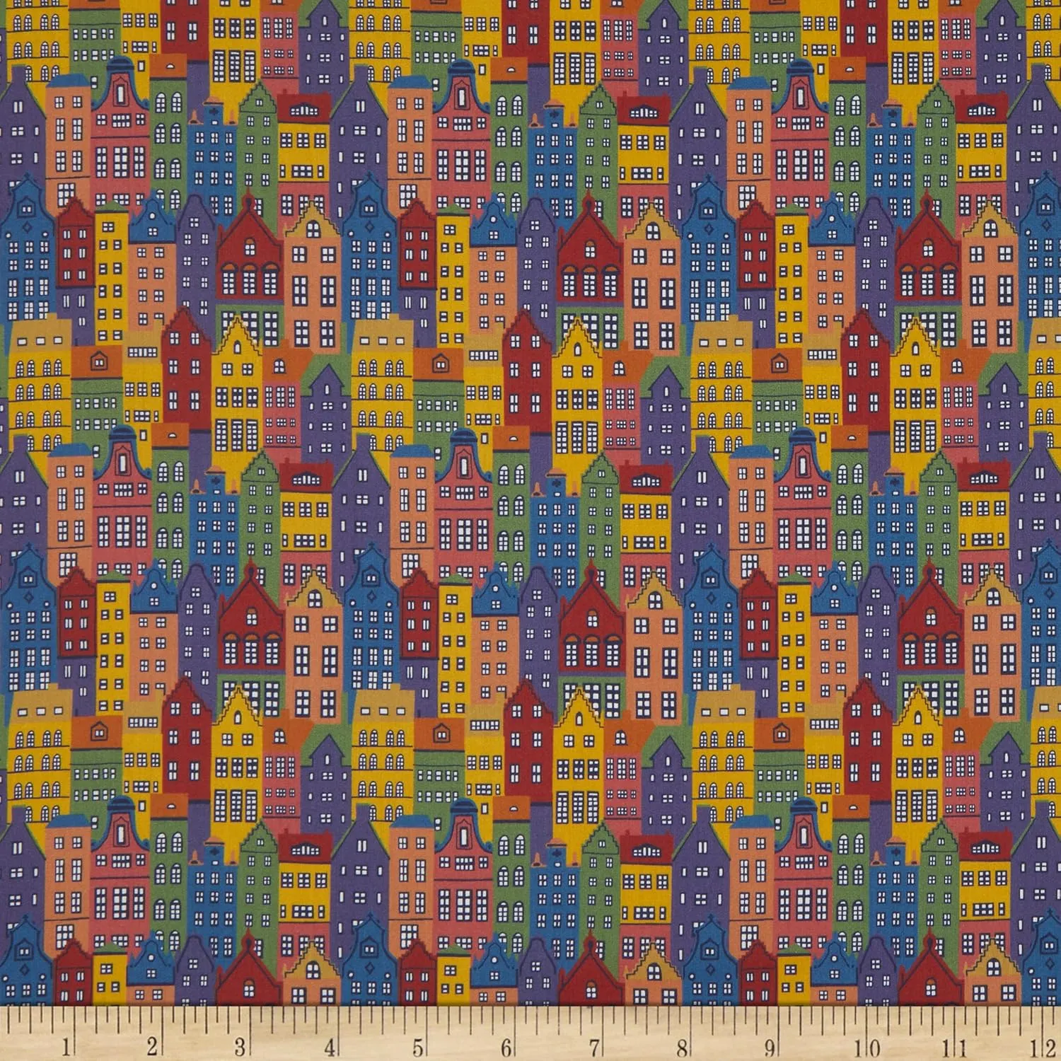 Liberty Fabrics Tana Lawn Copenhagen Street Red/Multi, Fabric by The Yard