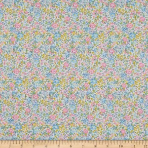 Liberty Fabrics Tana Lawn Emma and Georgina Yellow/Mutli, Fabric by the Yard