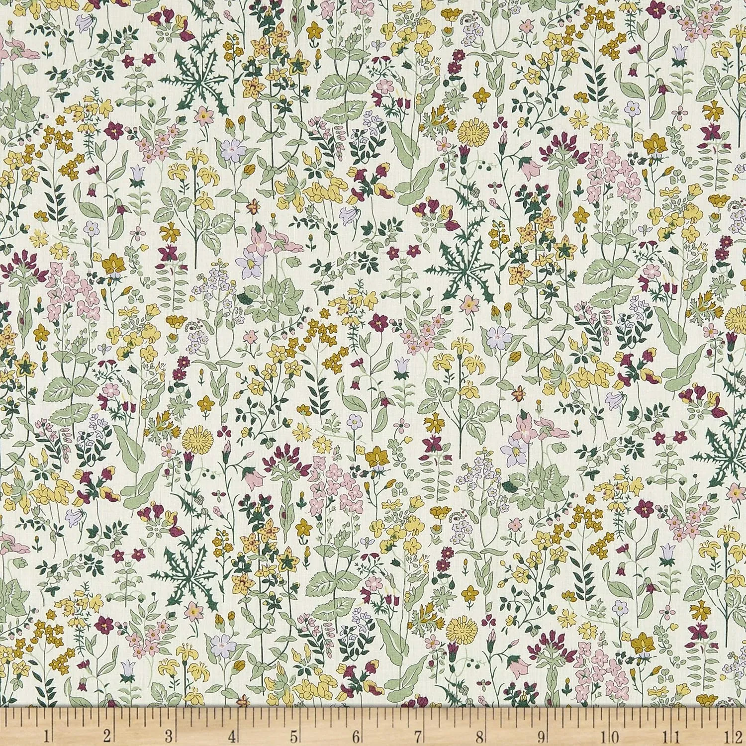 Liberty Fabrics Tana Lawn Field Flowers, Yellow/Green Multi