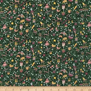 Liberty Fabrics Tana Lawn Magical Forest Green/Yellow, Fabric by The Yard
