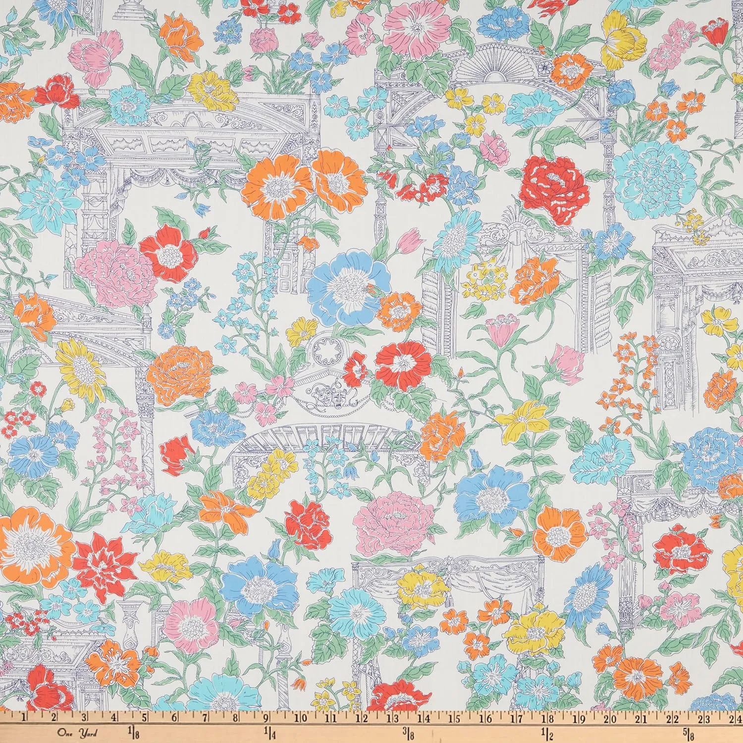 Liberty Fabrics Tana Lawn Mary White/Multi, Fabric by The Yard