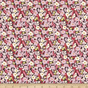 Liberty Fabrics Tana Lawn Primrose Path Pink Multi, Fabric by the Yard